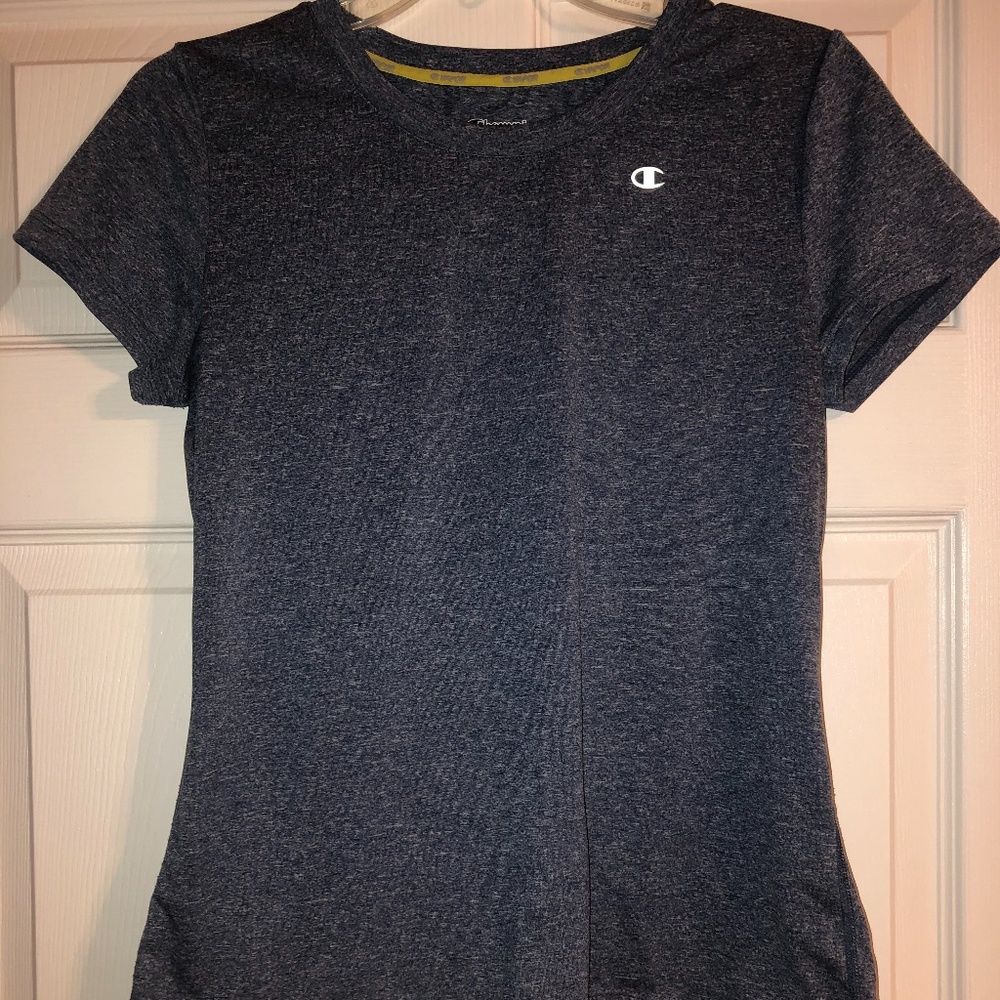 Champion Performance Gray/Blue Short Sleeve T-shirt, size small